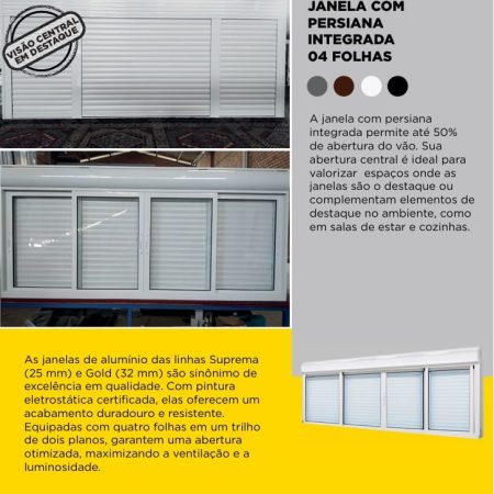JANELA COM PERSIANA INTEGRADA 04 FOLHAS